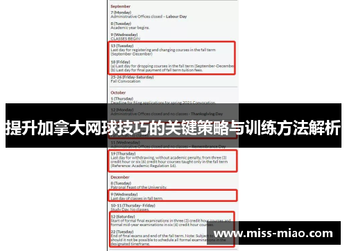 提升加拿大网球技巧的关键策略与训练方法解析